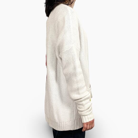 Be Kind Letterman Sweater XS White Retro 50s Rainbow Patches Fall Layer - Picture 8 of 14